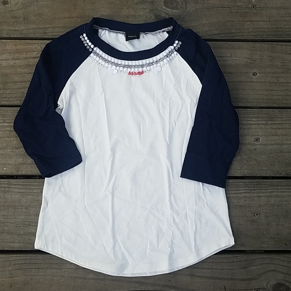 Haani girls rhinestone baseball top